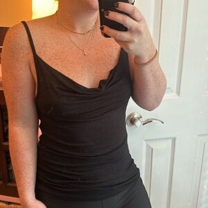 Chaser Cowl Neck Black Shimmer Tank Top